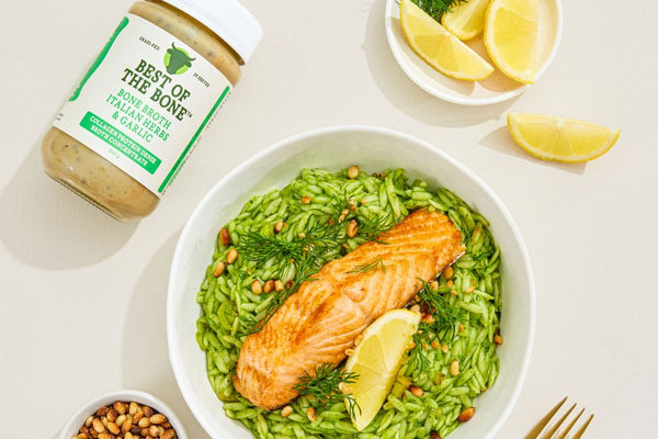 Herby Orzo with Crispy Skin Salmon