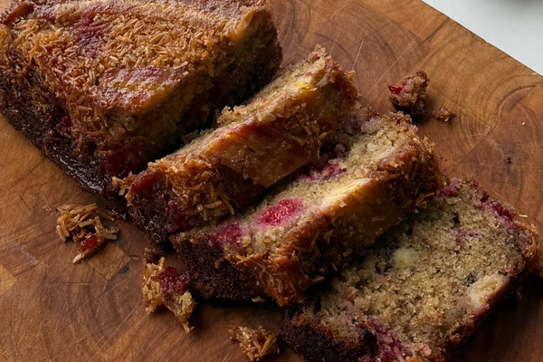 Toasted Coconut & Raspberry Banana Bread