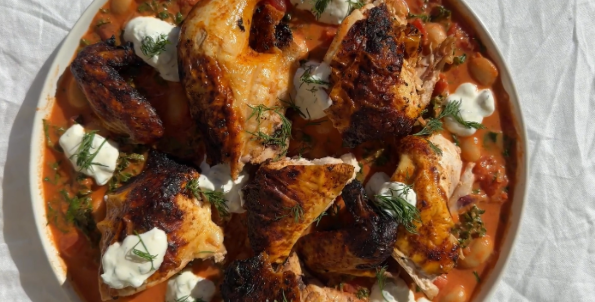 Harissa Chicken with Creamy Butter Beans & Dill Yoghurt