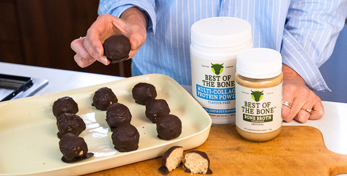 Dark Chocolate & Peanut Butter Brothy Protein Balls