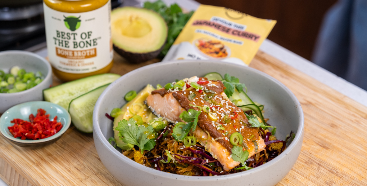 Katsu Salmon Crispy Rice Bowl