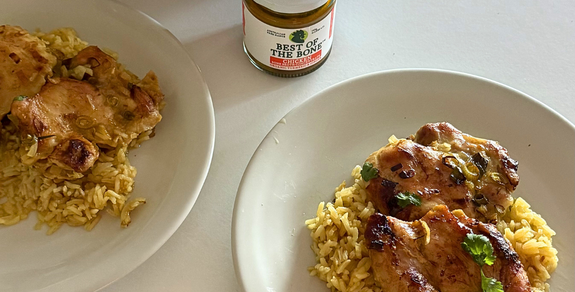 Sticky Honey Chicken with Brothy Rice