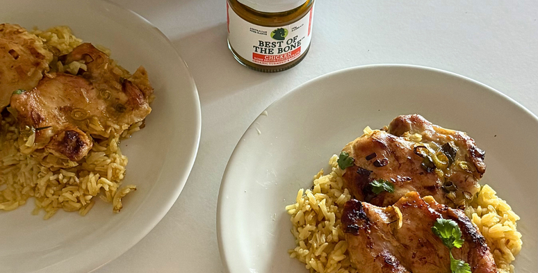 Sticky Honey Chicken with Brothy Rice